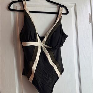 Miraclesuit Black and Cream One Piece Swimsuit